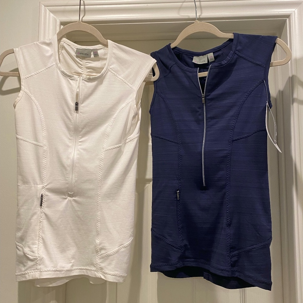 Lot of 2 Athleta Rash Guards - Size XXS (white and navy)